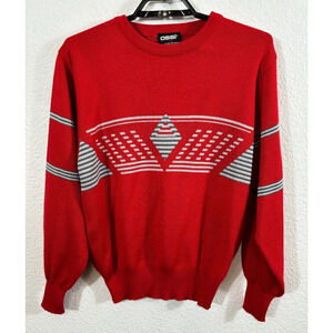 Ossi Sweater Mens Size Small Skiwear Red‎ Nordic Wool Blend Geometric